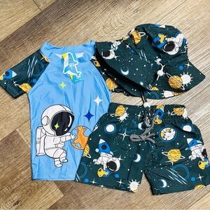 Boys SIZE 6 to 9 Months 3pc Space Themed Swimwear